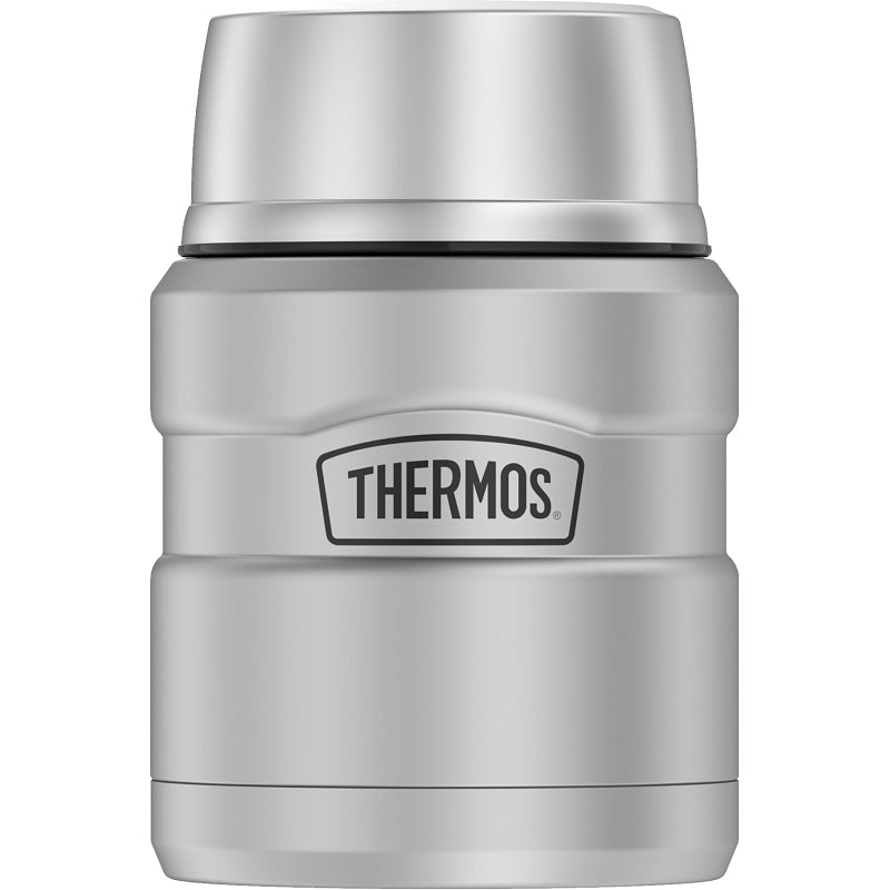 Thermos SK3000MSTRI4 STAINLESS KING Series Vacuum Insulated Food Jar with Foldable Spoon, Silver, 16 oz Capacity