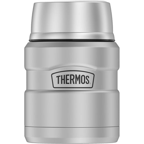 Thermos SK3000MSTRI4 STAINLESS KING Series Vacuum Insulated Food Jar with Foldable Spoon, Silver, 16 oz Capacity