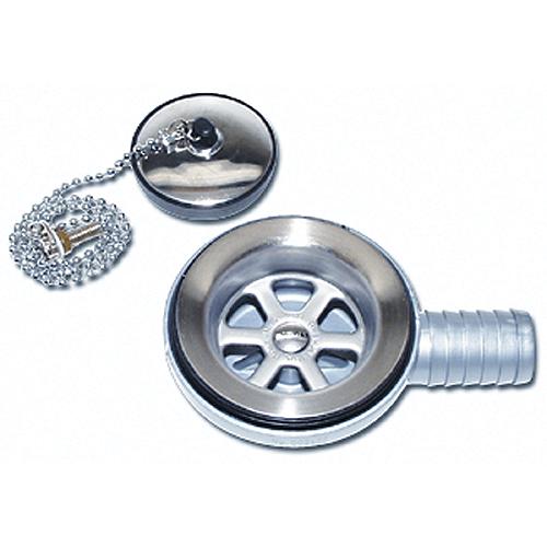 Scandvik 10306 Sink Drain With Stopper Fits 2-1/16″ Drain Hole With a 1″ Hose Barb Outlet