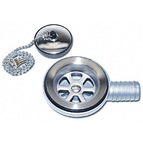 Scandvik 10306 Sink Drain With Stopper Fits 2-1/16″ Drain Hole With a 1″ Hose Barb Outlet