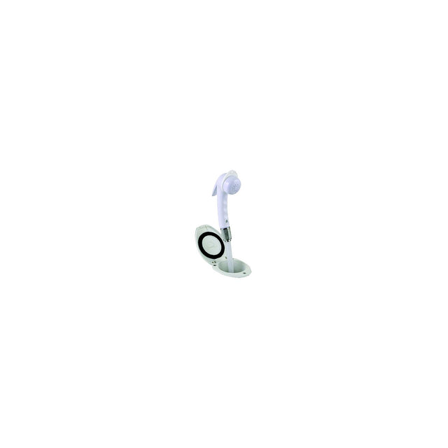 Scandvik 12107 Recessed Euro Sprayer Transom Shower White Handle, Cup and Cap with 6' White Nylon Hose