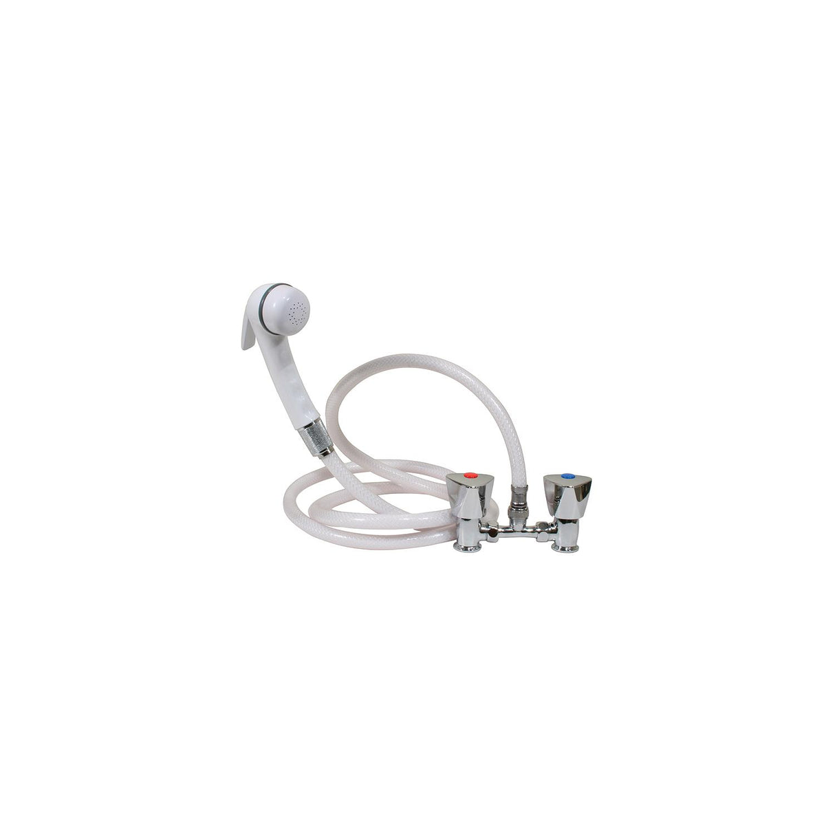 Scandvik Euro Shower Kit, White Sprayer With White Hose and Triangle Knobs