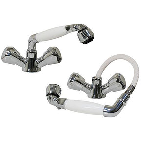 Scandvik 46011 Standard Combination Pull-Out Faucets and Shower White Handle With 5' White Nylon Hose (Includes Water Conservation Valve)