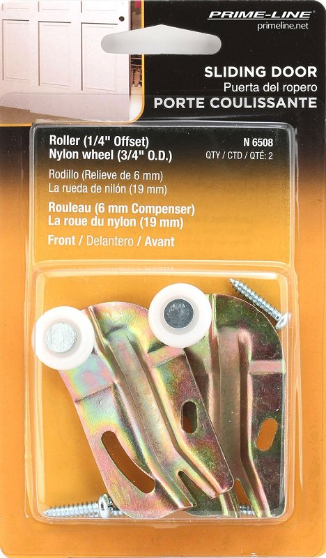 Prime-Line N 6508 Roller Assembly, 3/4 in Dia Roller, 1/4 in W Roller, Nylon, Brown, 1-Roller, 50 lb, Side