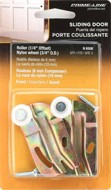 Prime-Line N 6508 Roller Assembly, 3/4 in Dia Roller, 1/4 in W Roller, Nylon, Brown, 1-Roller, 50 lb, Side