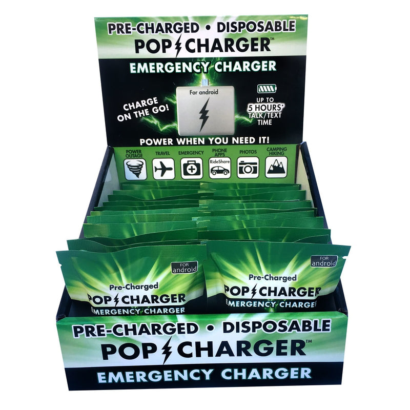 Zorbitz Pop Charger Disposable Emergency Cell Phone Charger 1 pk, Pack of 24