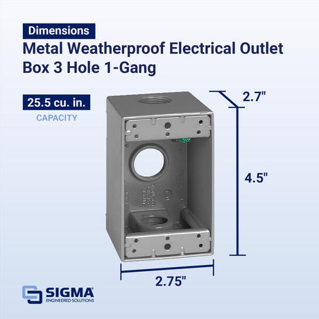 Sigma Engineered Solutions New Work 25.5 cu in Rectangle Metallic 1 gang Weatherproof Box Gray