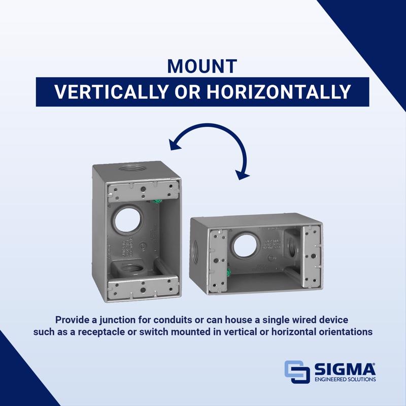 Sigma Engineered Solutions New Work 25.5 cu in Rectangle Metallic 1 gang Weatherproof Box Gray