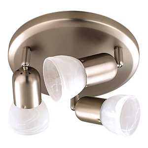 Canarm ICW9351 Track Lighting Fixture, 10 in W x 10 in H Dimensions, 60 W, 3-Lamp, Alabaster Glass, Brushed Pewter