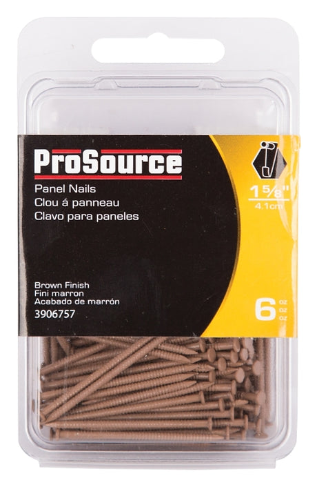 ProSource NTP-081-PS Panel Nail, 15D, 1-5/8 in L, Steel, Painted, Flat Head, Ring Shank, Brown, 171 lb, Pack of 5