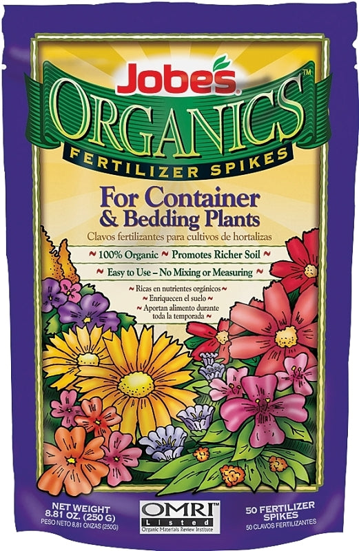 Jobes 6128 Container and Bedding Plant Organic Fertilizer Bag, Spike, 3-5-6 N-P-K Ratio