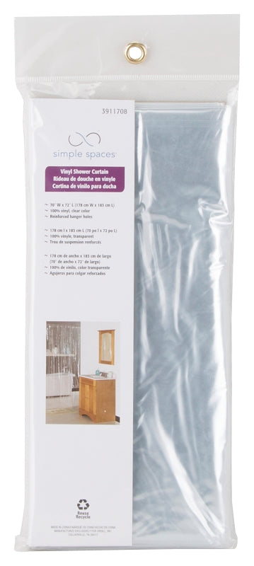 Simple Spaces SD-PCP01-C3L Shower Curtain, Vinyl, Clear, Clear