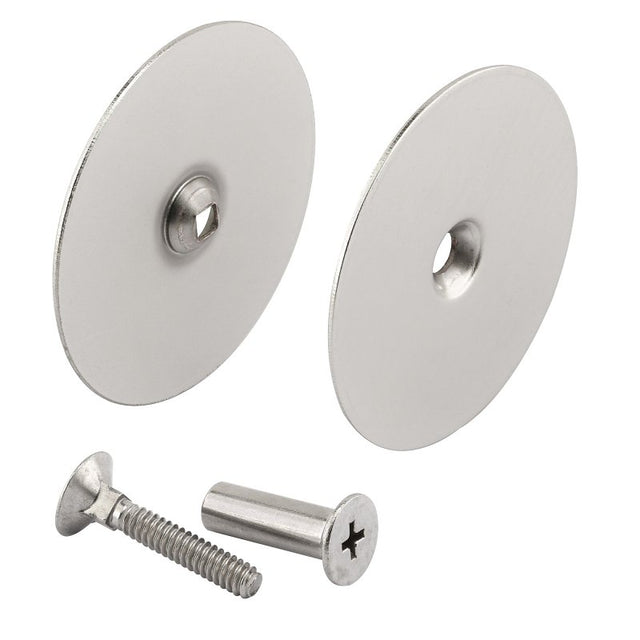 Defender Security U 10446 Hole Cover Plate, Steel, Satin Nickel, For: 1-3/4 in Thick Doors
