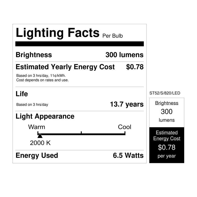 Feit ST52 E26 (Medium) LED Bulb Amber 60 Watt Equivalence 1 pk