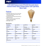 Feit ST52 E26 (Medium) LED Bulb Amber 60 Watt Equivalence 1 pk