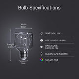 Feit Square E26 (Medium) LED Bulb Multi-Colored 1 Watt Equivalence 1 pk