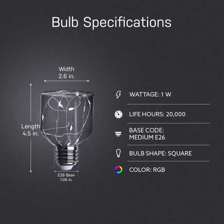 Feit Square E26 (Medium) LED Bulb Multi-Colored 1 Watt Equivalence 1 pk
