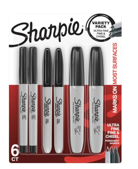 Sharpie 2135318 Permanent Marker, Chisel, Fine, Ultra-Fine Lead/Tip, Black Lead/Tip