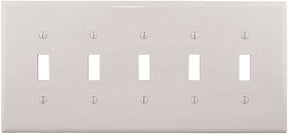 Eaton PJ5W Wallplate, 10-1/2 in L, 4.88 in W, 5-Gang, Polycarbonate, White, High-Gloss