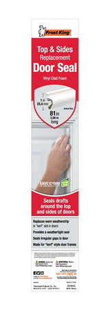 Frost King DS7W/25 Door Seal, 1 in W, 7 ft L, Thermoset Plastic, White