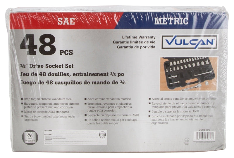 Vulcan TS-473-3/8SA/ME Socket Set, Chrome Vanadium Steel, Chrome