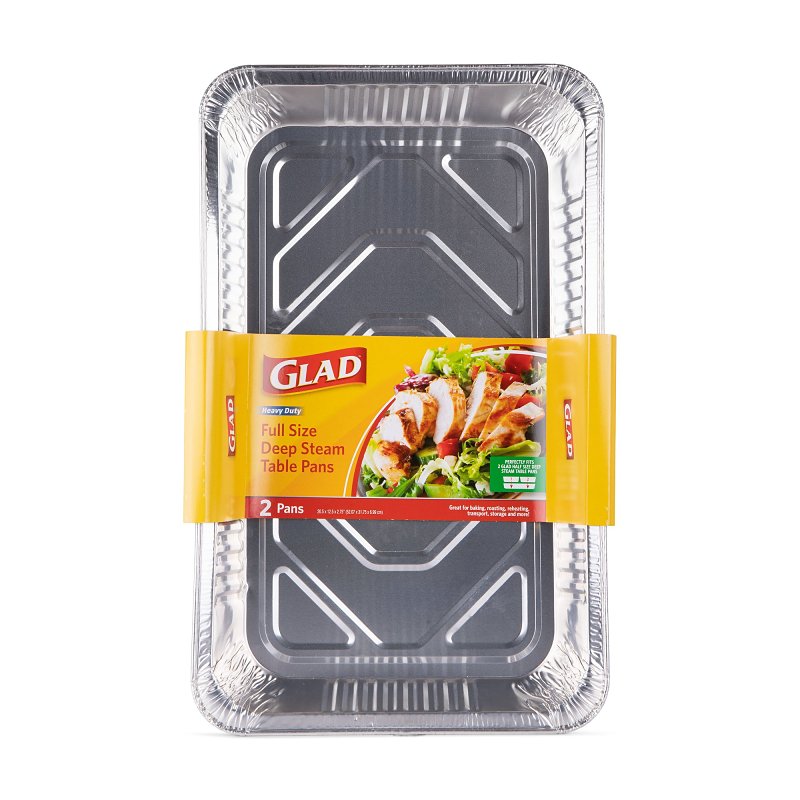 Glad BBP21178 Disposable Steam Pan, Aluminum, Silver, 20-1/2 in L, 12-1/2 in W, 2-3/4 in H, Dishwasher Safe: No, Pack of 24