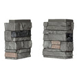 DuraKwik Stone 308RBC Siding Corner, 13 in L, 10 in W, 4 in Thick, Interlocking Edge, Ledgestone Profile, Rocky Boulder