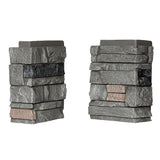 DuraKwik Stone 308RBC Siding Corner, 13 in L, 10 in W, 4 in Thick, Interlocking Edge, Ledgestone Profile, Rocky Boulder