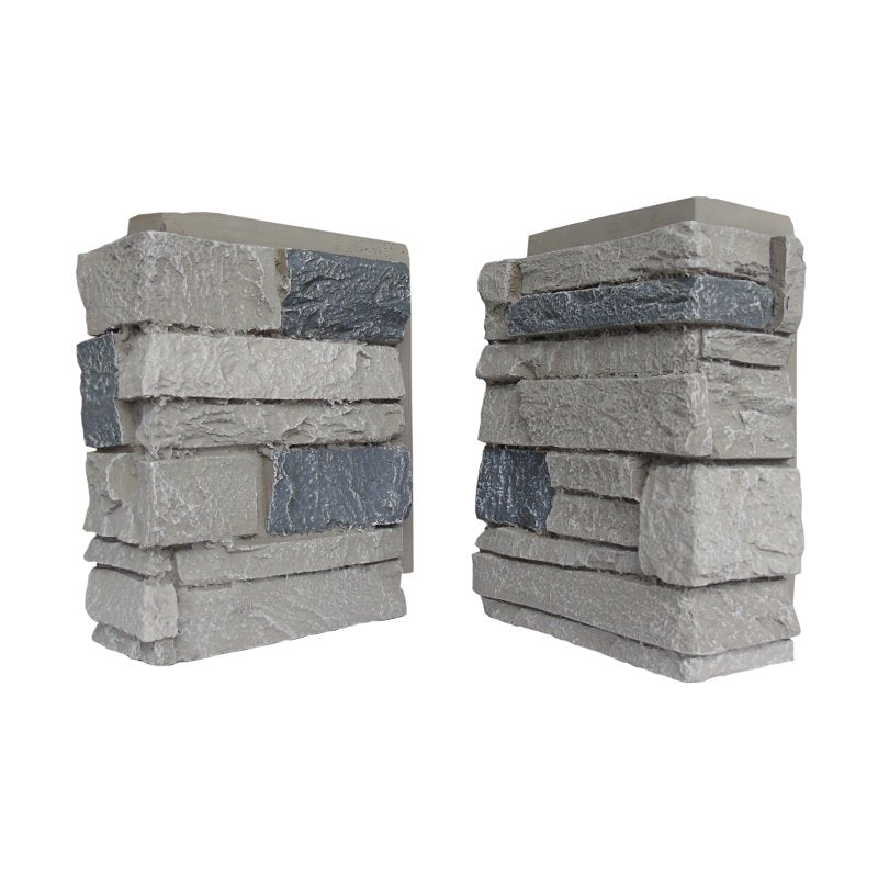 DuraKwik Stone 308ATC Siding Corner, 13 in L, 10 in W, 4 in Thick, Interlocking Edge, Ledgestone Profile, Arizona Trail