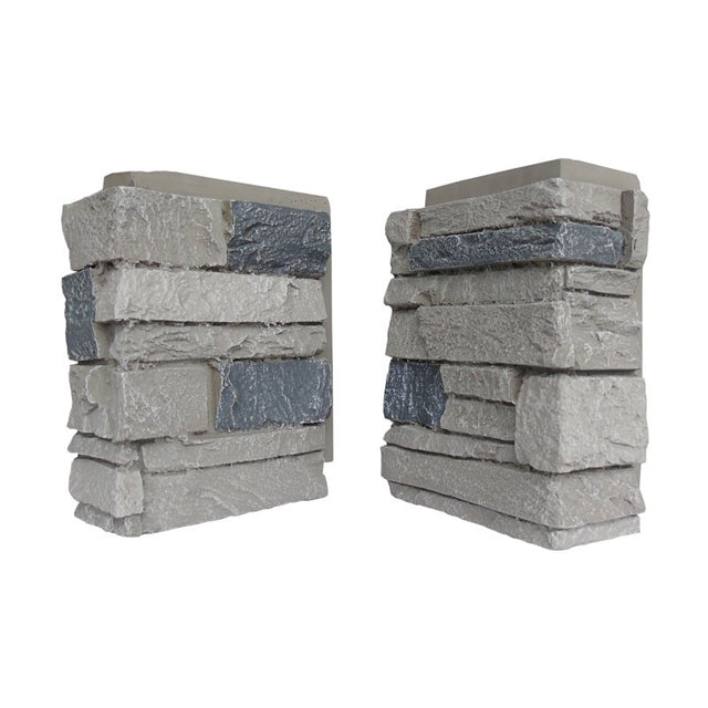 DuraKwik Stone 308ATC Siding Corner, 13 in L, 10 in W, 4 in Thick, Interlocking Edge, Ledgestone Profile, Arizona Trail