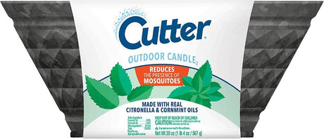 Cutter HG-97395 Candle, White, Citronella, Mint, 24 hr Burn Time, 20 oz