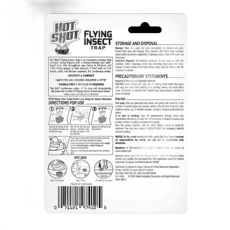 Hot Shot HG-97410 Flying Insect Trap, Liquid, Home, Pack of 6