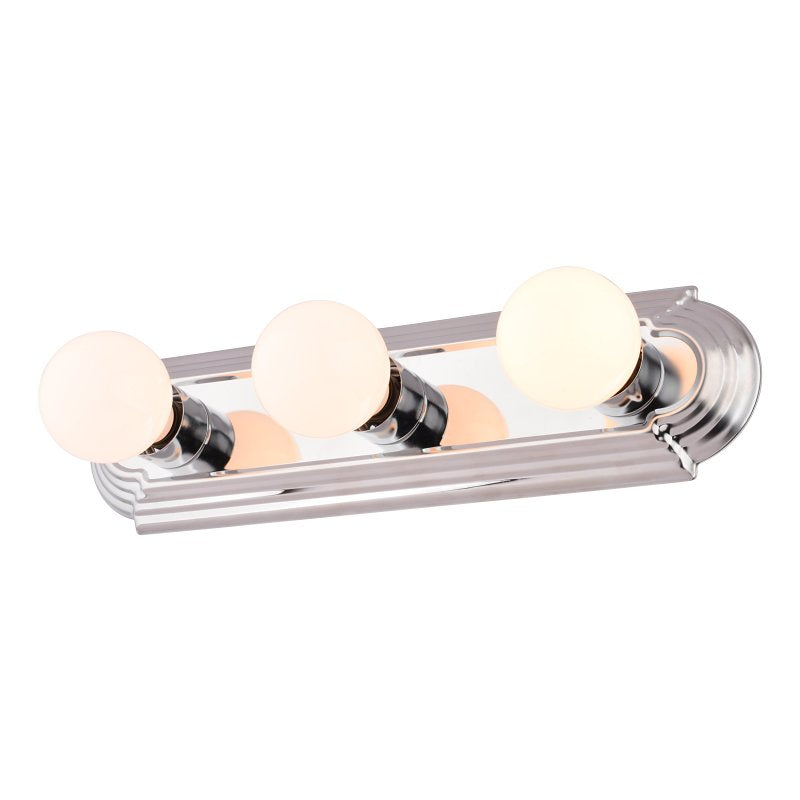 Boston Harbor 046043-CHROME Vanity Bar Fixture, 100 W, 3-Lamp, G Lamp, Steel Fixture, Polished Chrome Fixture