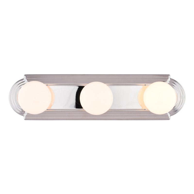 Boston Harbor 046043-CHROME Vanity Bar Fixture, 100 W, 3-Lamp, G Lamp, Steel Fixture, Polished Chrome Fixture