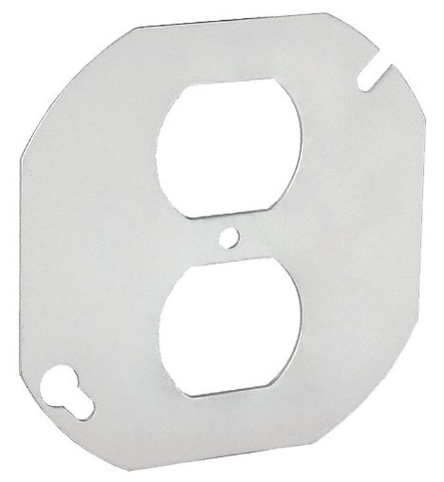 Southwire 54C40-UPC Flat Blank Cover, 4 in W, Octagonal, 2-Gang, Steel, Silver, Galvanized