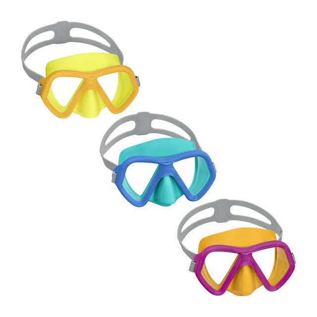 Bestway 22048 Diving Mask, 3 years, Polycarbonate Lens, Strap, Blue/Pink/Red/Transparent