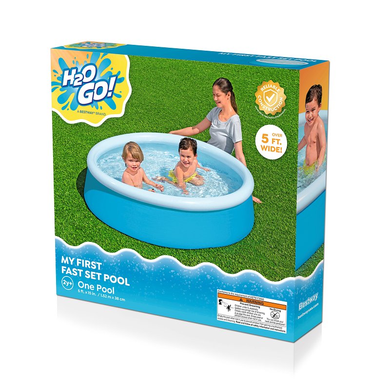 Bestway 57241E Inflatable Pool Set, Round, 126 gal, Plastic/Resin/Vinyl, Blue