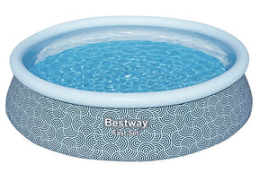 Bestway 57371E Inflatable Pool Set, Round, 3266 gal, Plastic, Gray