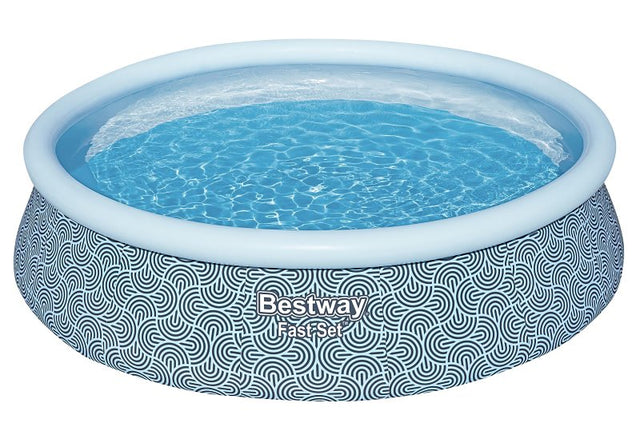 Bestway 57371E Inflatable Pool Set, Round, 3266 gal, Plastic, Gray