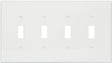 Eaton PJ4W Wallplate, 4-7/8 in L, 8.56 in W, 4-Gang, Polycarbonate, White, High-Gloss
