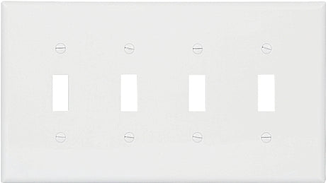 Eaton PJ4W Wallplate, 4-7/8 in L, 8.56 in W, 4-Gang, Polycarbonate, White, High-Gloss