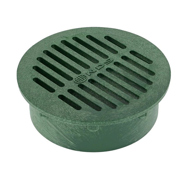 NDS 50 Drop-In Grate, 6 in Dia, 6-3/4 in L, 6-3/4 in W, Round, HDPE, Green