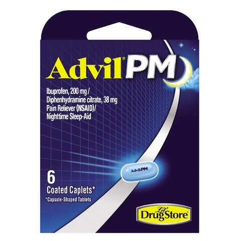 Advil PM Pain Reliever/Nightime Sleep Aid 6 ct 1 pk, Pack of 6