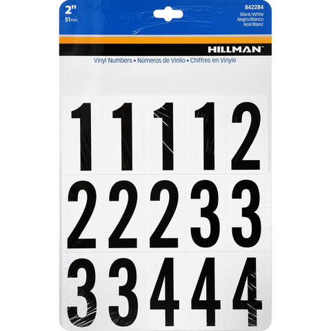 HILLMAN 2 in. Black Vinyl Self-Adhesive Number Set 0-9 35 pc, Pack of 6