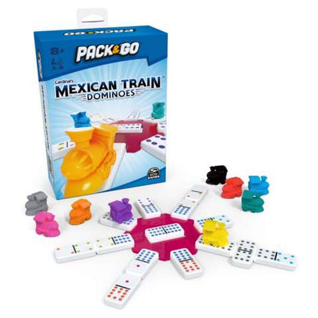 Spin Master Pack & Go Mexican Train Dominoes Board Game Multicolored