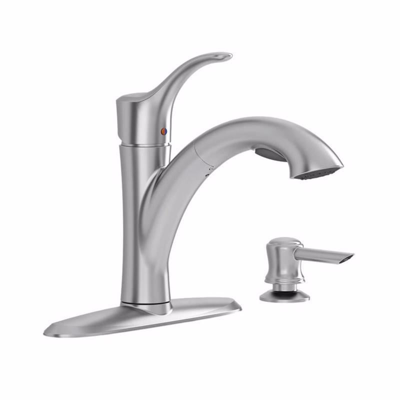 American Standard Mesa 9015.101.075 Pull-Out Kitchen Faucet with Soap Dispenser, 1.8 gpm, 1-Faucet Handle, Lever Handle