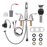 Homewerks Chrome Motion Sensing Modern Centerset Bathroom Sink Faucet 4 in.