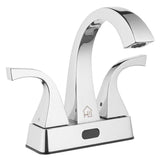 Homewerks Chrome Motion Sensing Modern Centerset Bathroom Sink Faucet 4 in.