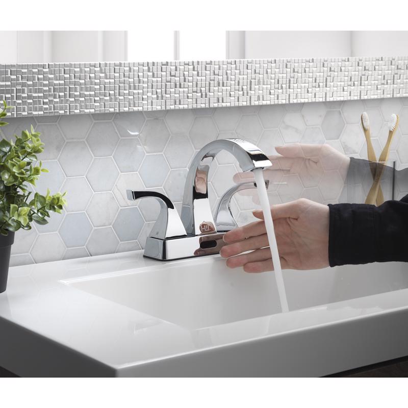 Homewerks Chrome Motion Sensing Modern Centerset Bathroom Sink Faucet 4 in.