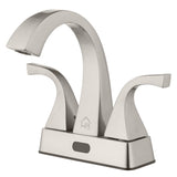 Homewerks Brushed Nickel Motion Sensing Modern Centerset Bathroom Sink Faucet 4 in.